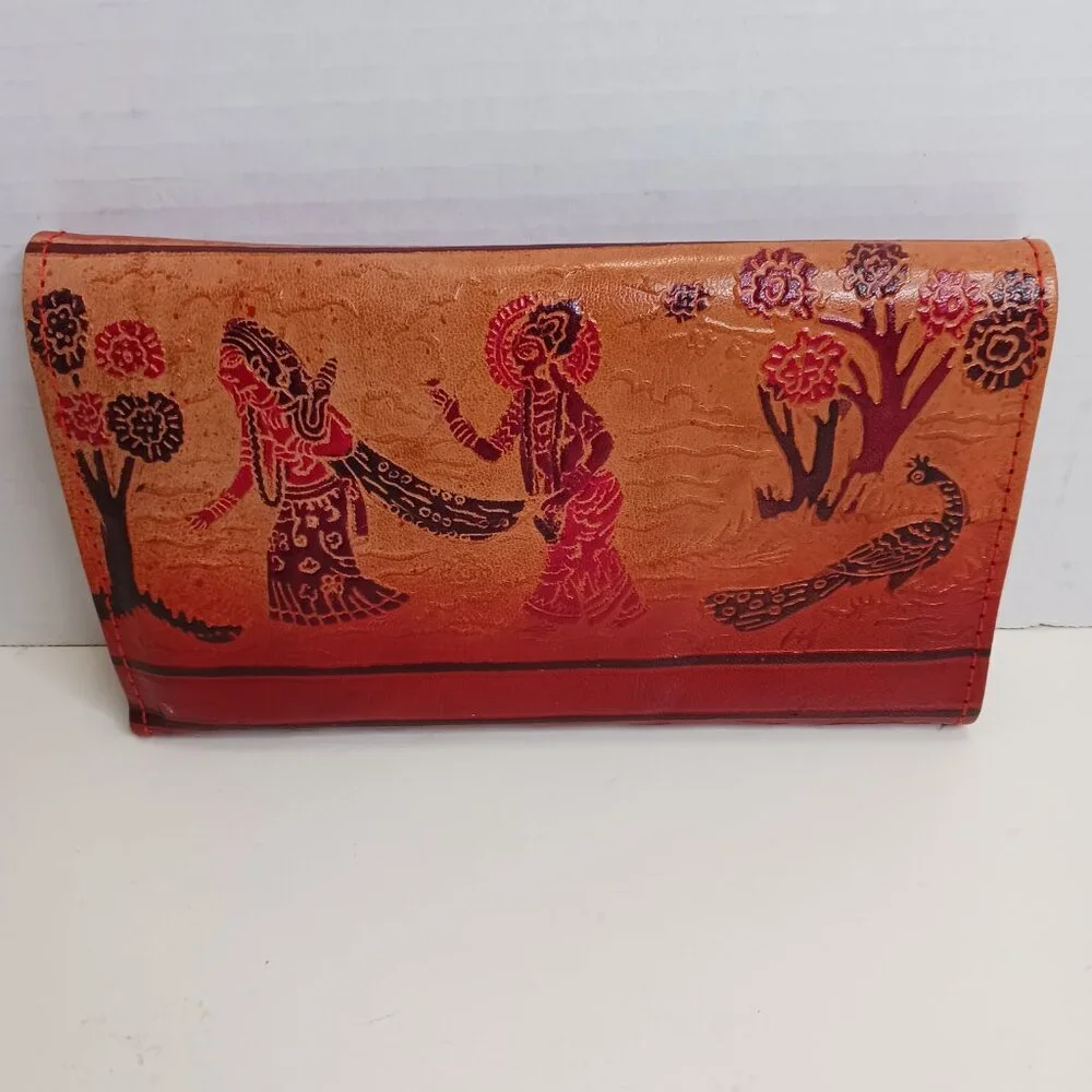 Genuine Leather Shantiniketan Clutch Women's Wallet Boho Handmade